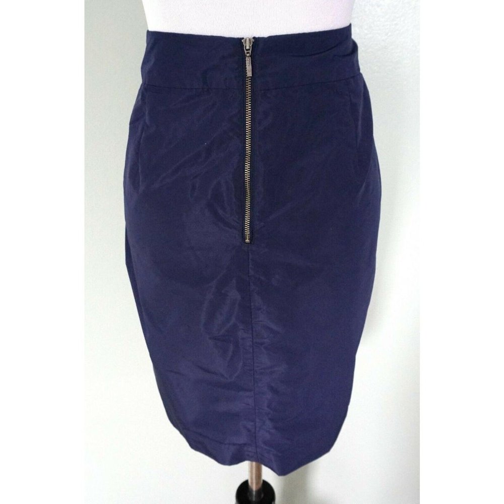 BANANA REPUBLIC Blue Pleated Zip Career Work Skirt - Picture 4 of 6